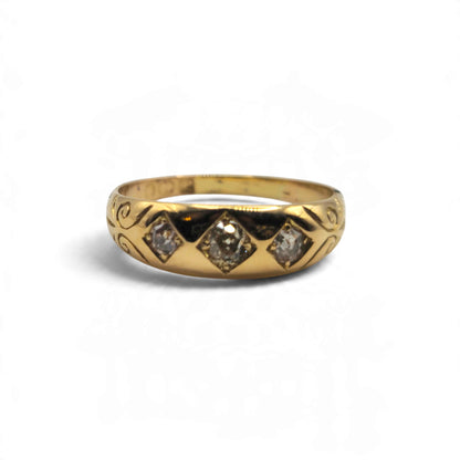 Reeves and Sons 18ct yellow gold 3 stone diamond ring sh25817l