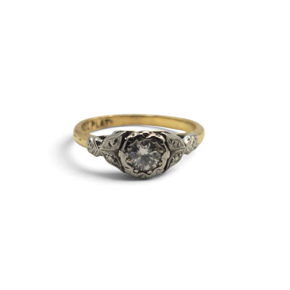 18ct yellow gold and platinum diamond ring   sh27555b