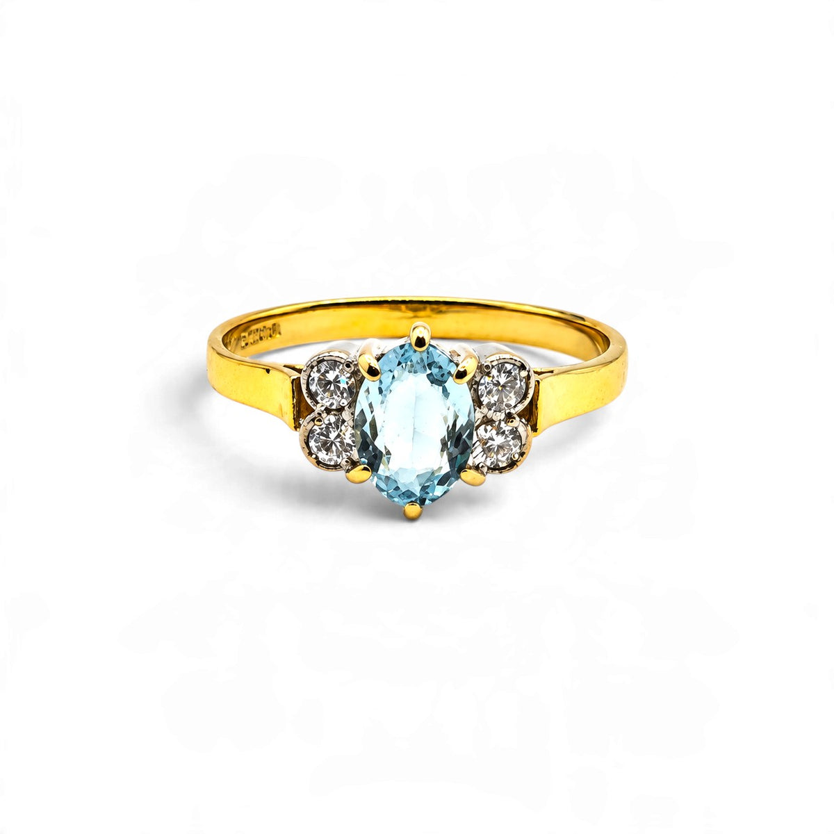 18ct yellow gold aquamarine and diamond ring  sh27553b