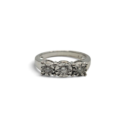 18ct white gold 3 stone diamond ring   sh27378b