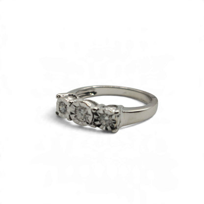18ct white gold 3 stone diamond ring   sh27378b