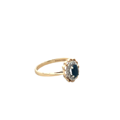 9ct yellow gold sapphire and diamond ring size N (sh25732l)