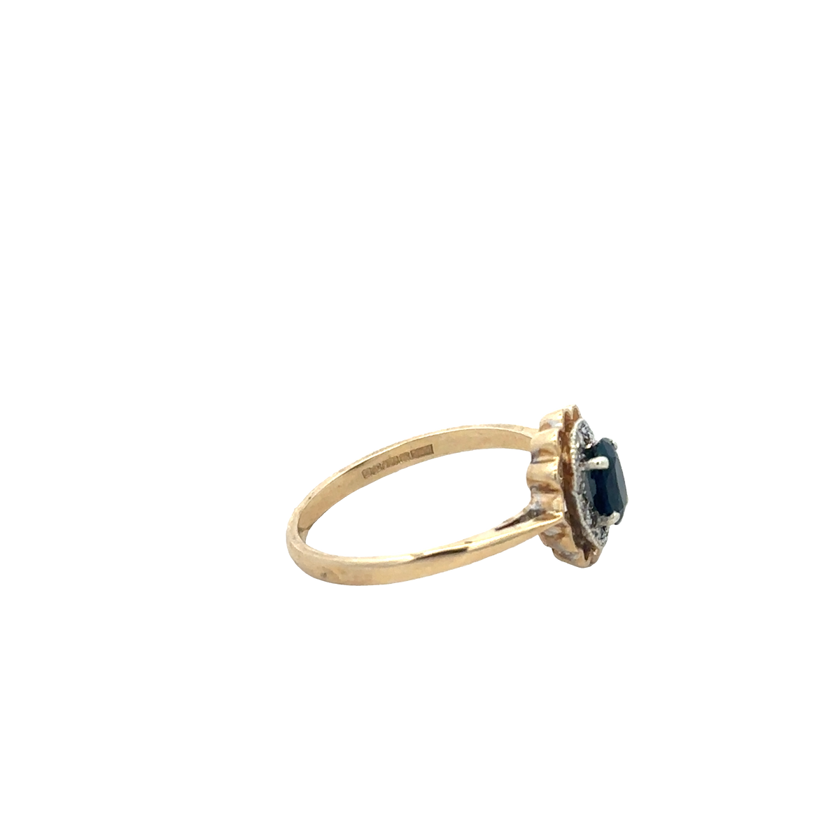 9ct yellow gold sapphire and diamond ring size N (sh25732l)