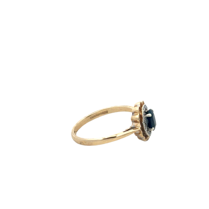 9ct yellow gold sapphire and diamond ring size N (sh25732l)