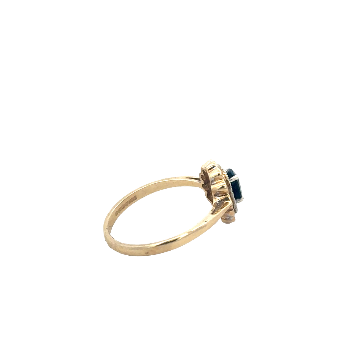 9ct yellow gold sapphire and diamond ring size N (sh25732l)