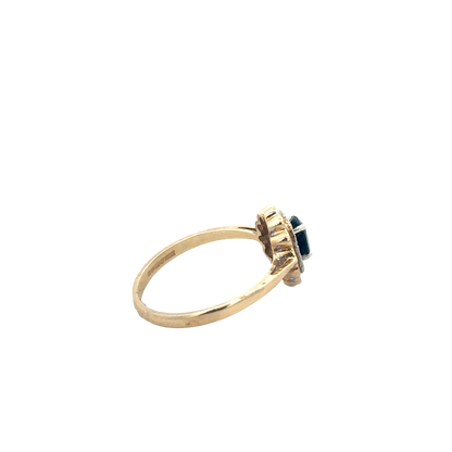 9ct yellow gold sapphire and diamond ring size N (sh25732l)