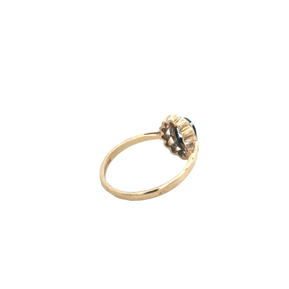 9ct yellow gold sapphire and diamond ring size N (sh25732l)