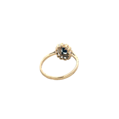 9ct yellow gold sapphire and diamond ring size N (sh25732l)