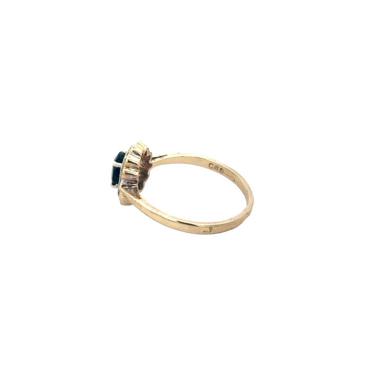 9ct yellow gold sapphire and diamond ring size N (sh25732l)