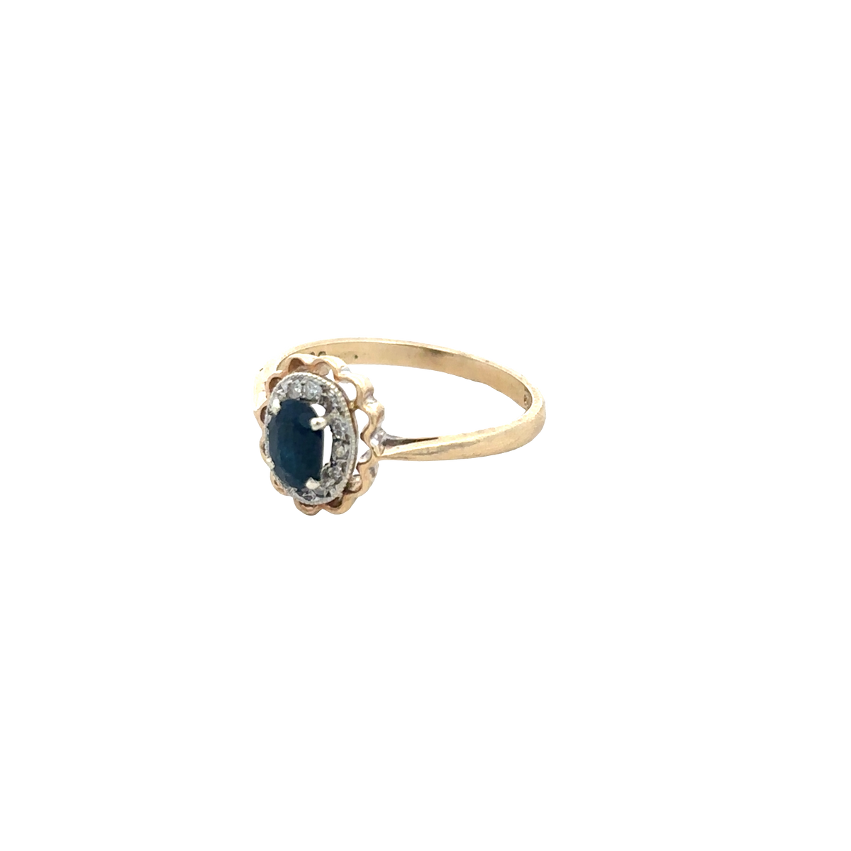 9ct yellow gold sapphire and diamond ring size N (sh25732l)