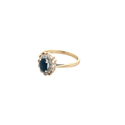 9ct yellow gold sapphire and diamond ring size N (sh25732l)