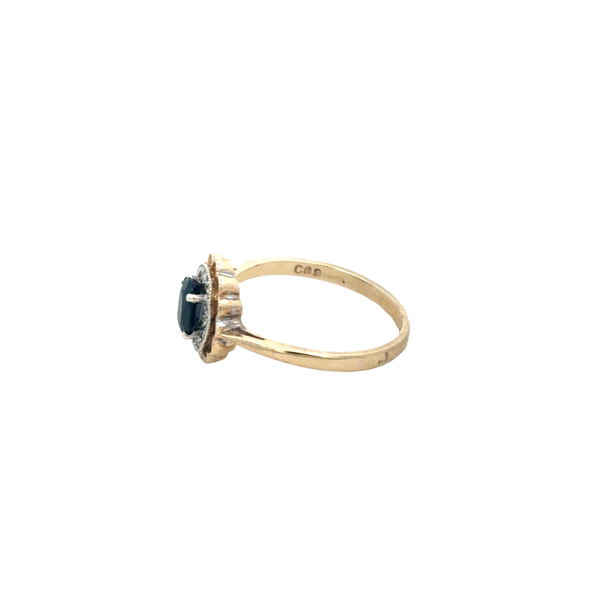 9ct yellow gold sapphire and diamond ring size N (sh25732l)