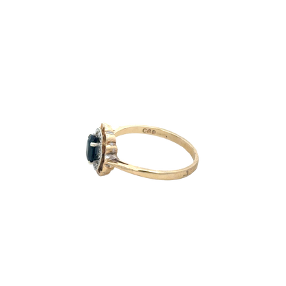 9ct yellow gold sapphire and diamond ring size N (sh25732l)
