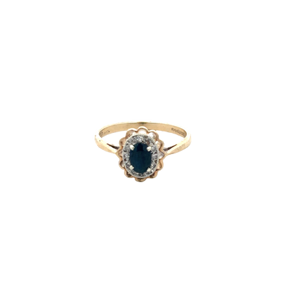 9ct yellow gold sapphire and diamond ring size N (sh25732l)
