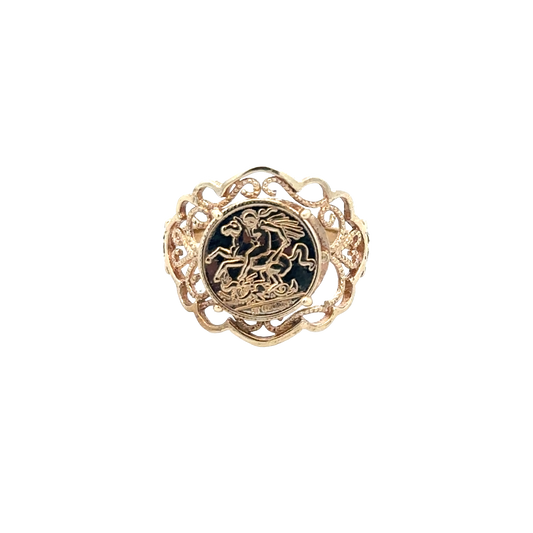 9ct yellow gold ring size J (sh27986b)
