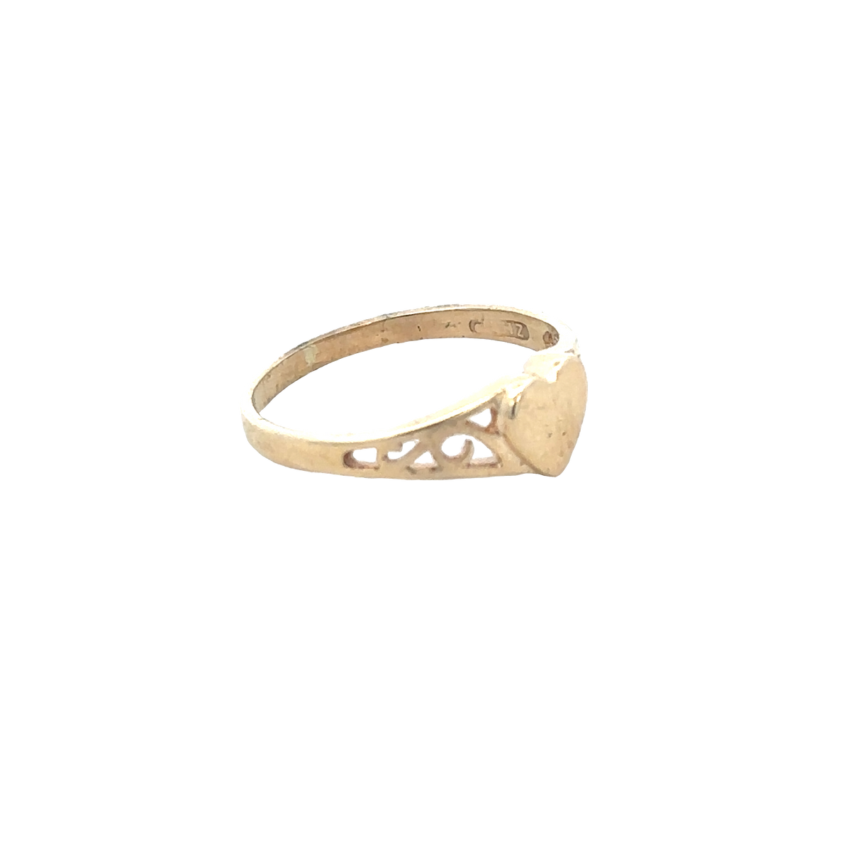 9ct yellow gold ring size H1/2 from Reeves and Sons, featuring a smooth polished band and classic design.