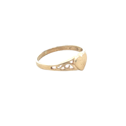 9ct yellow gold ring size H1/2 from Reeves and Sons, featuring a smooth polished band and classic design.