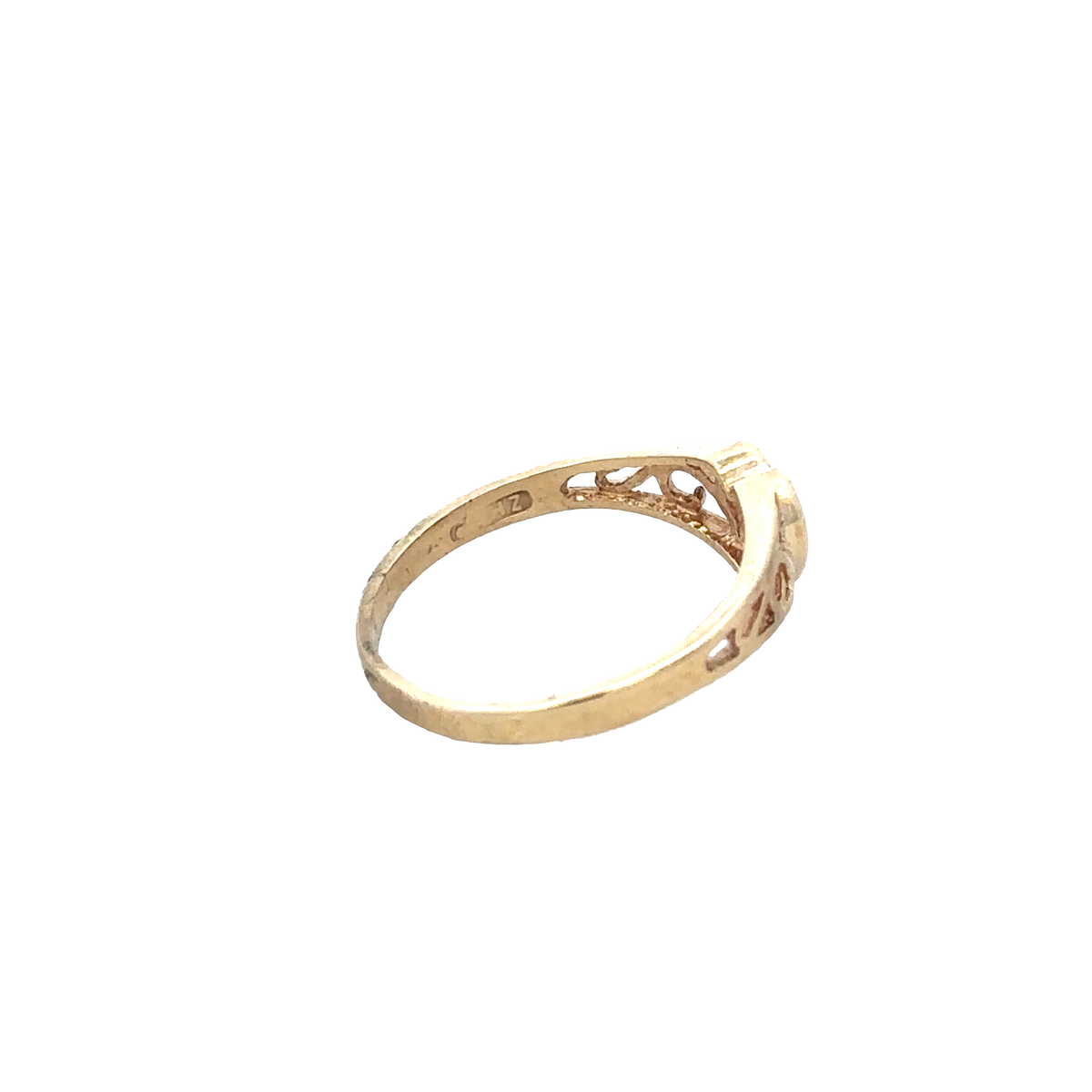 9ct yellow gold ring size H1/2 by Reeves and Sons, featuring a smooth polished band and classic design.