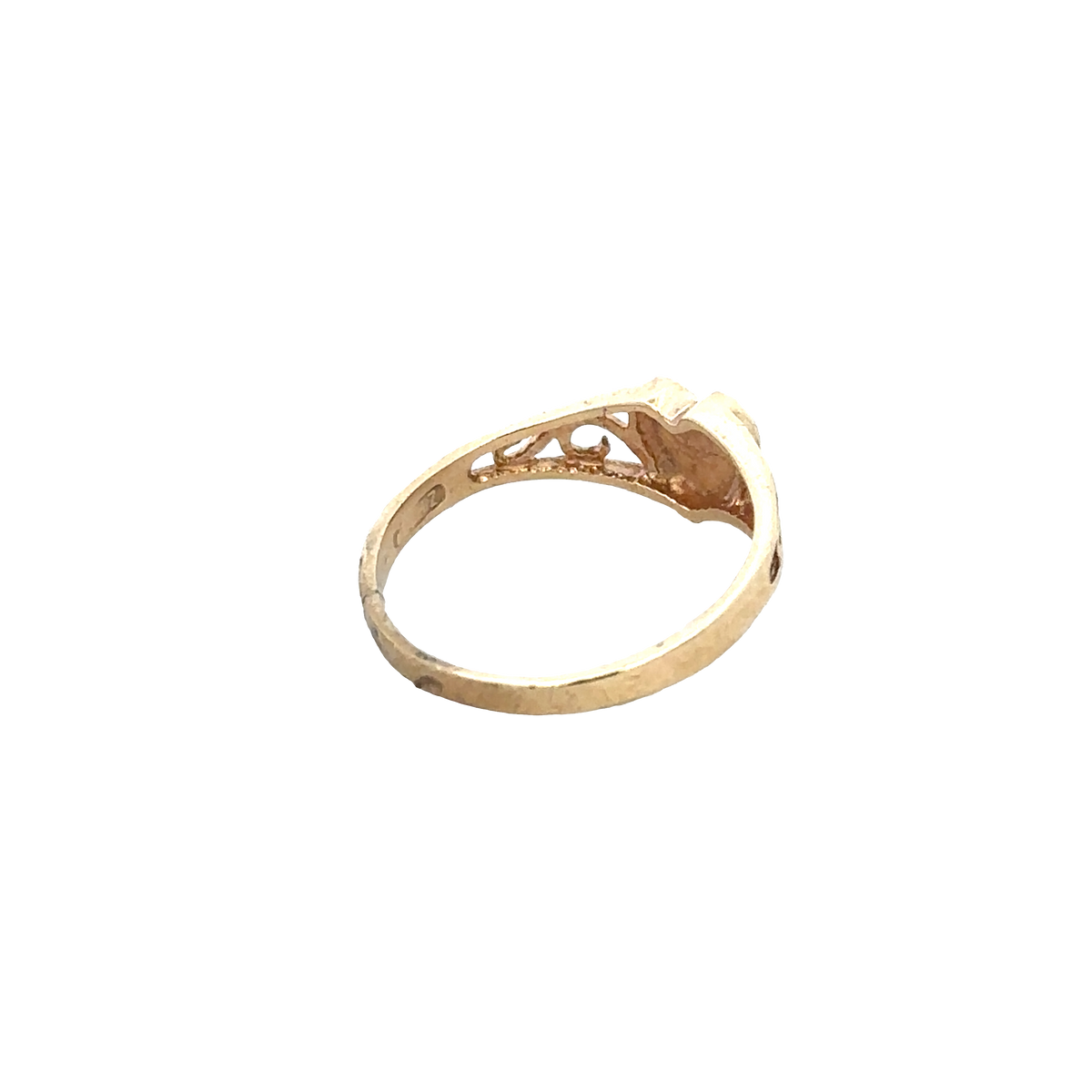 9ct yellow gold ring size H1/2 with a smooth band, crafted by Reeves and Sons, shown on a neutral background.