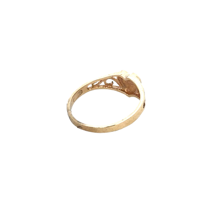 9ct yellow gold ring size H1/2 with a smooth band, crafted by Reeves and Sons, shown on a neutral background.