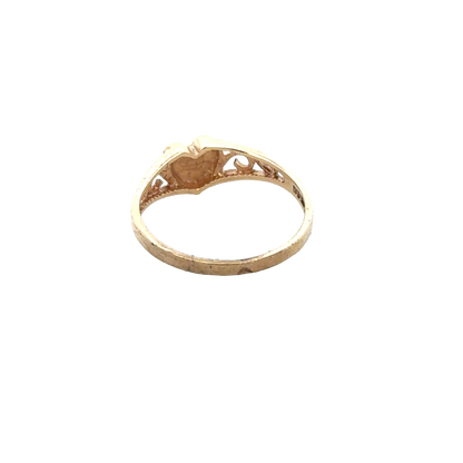 9ct yellow gold ring size H1/2 from Reeves and Sons, detailed close-up of the elegant jewelry piece.