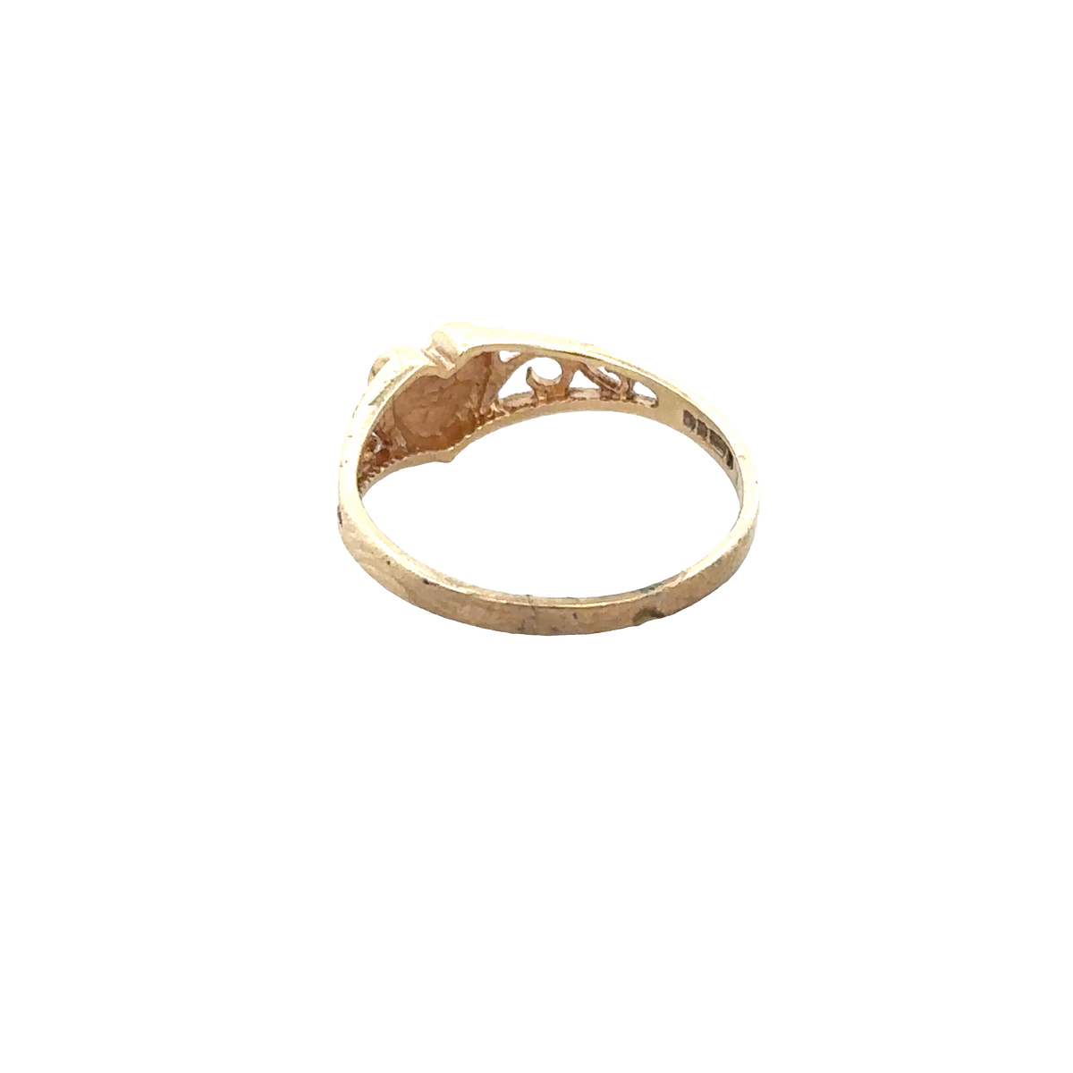 9ct yellow gold ring in size H 1/2 with a smooth band, crafted by Reeves and Sons.