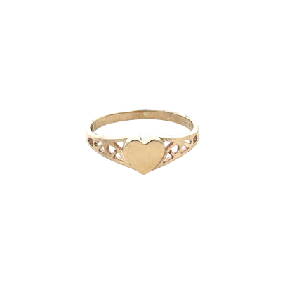 9ct yellow gold ring size H1/2 from Reeves and Sons, showcasing a smooth polished band with a classic design.
