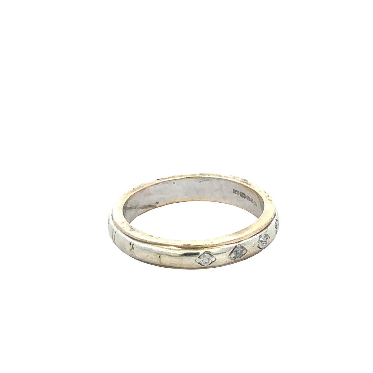 9ct yellow and white gold diamond ring size O (sh27955b)