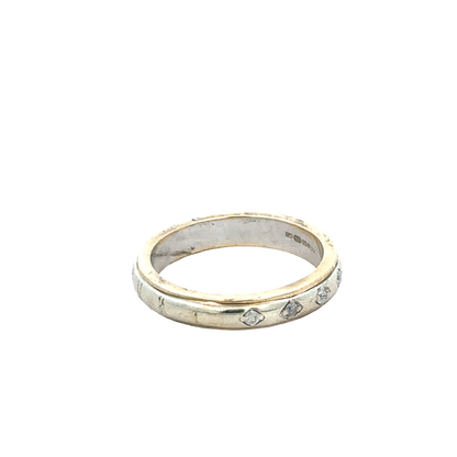 9ct yellow and white gold diamond ring size O (sh27955b)