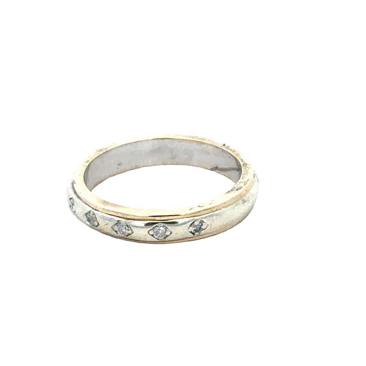 9ct yellow and white gold diamond ring size O (sh27955b)