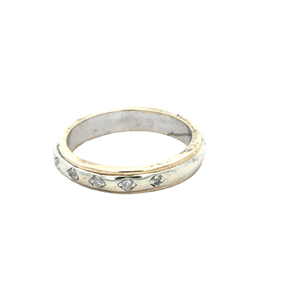 9ct yellow and white gold diamond ring size O (sh27955b)