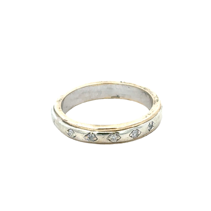 9ct yellow and white gold diamond ring size O (sh27955b)