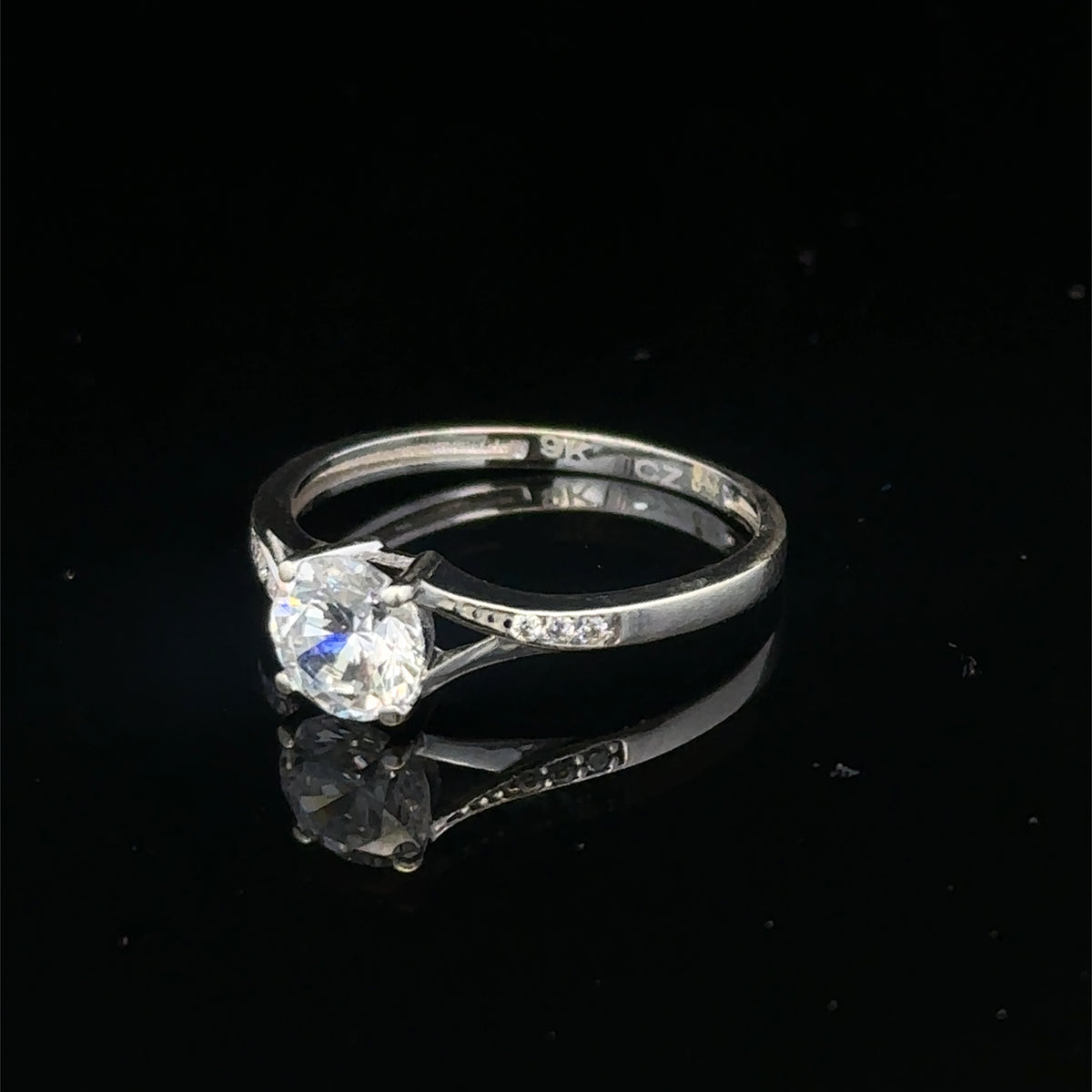 9ct white gold ring size M (sh27975b)