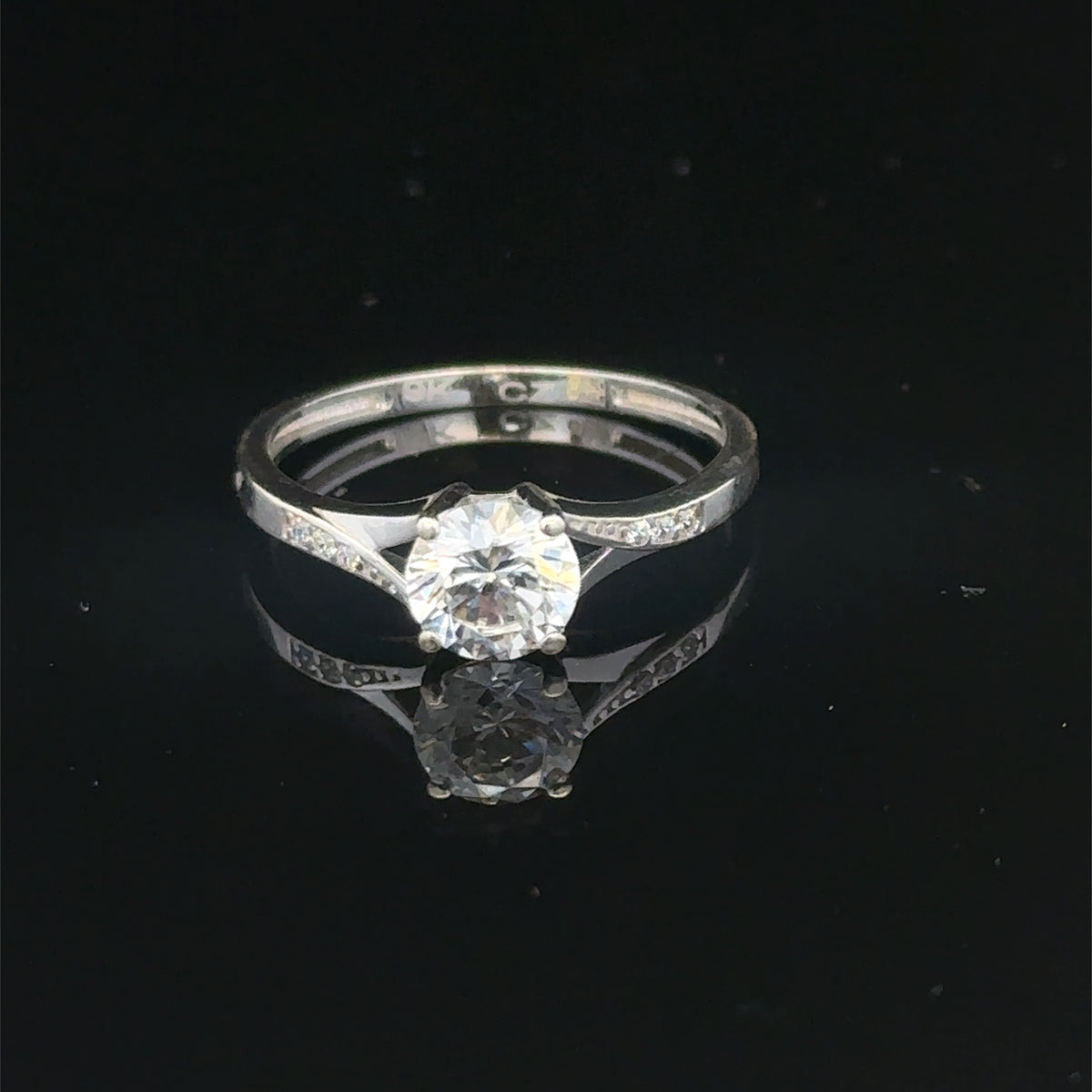9ct white gold ring size M (sh27975b)
