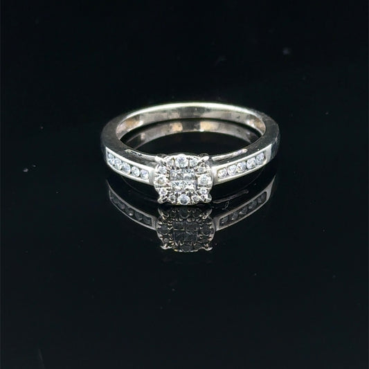 9ct white gold 0.25pts diamond ring size M1/2 (sh27907b)