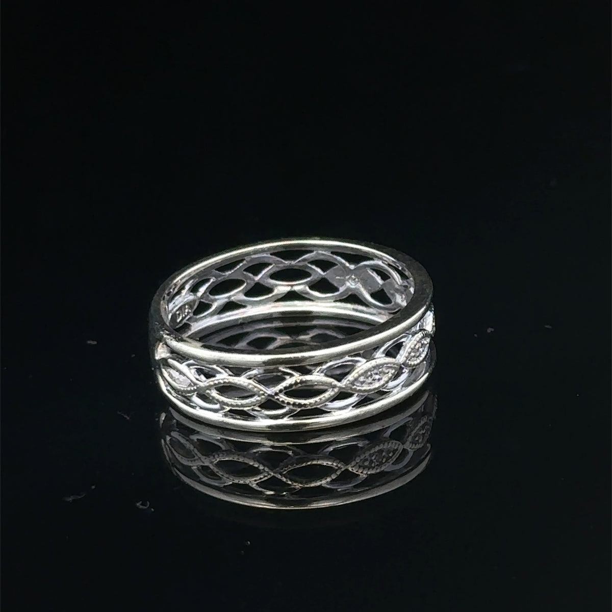 9ct white gold ring size N1/2 (sh27906b)