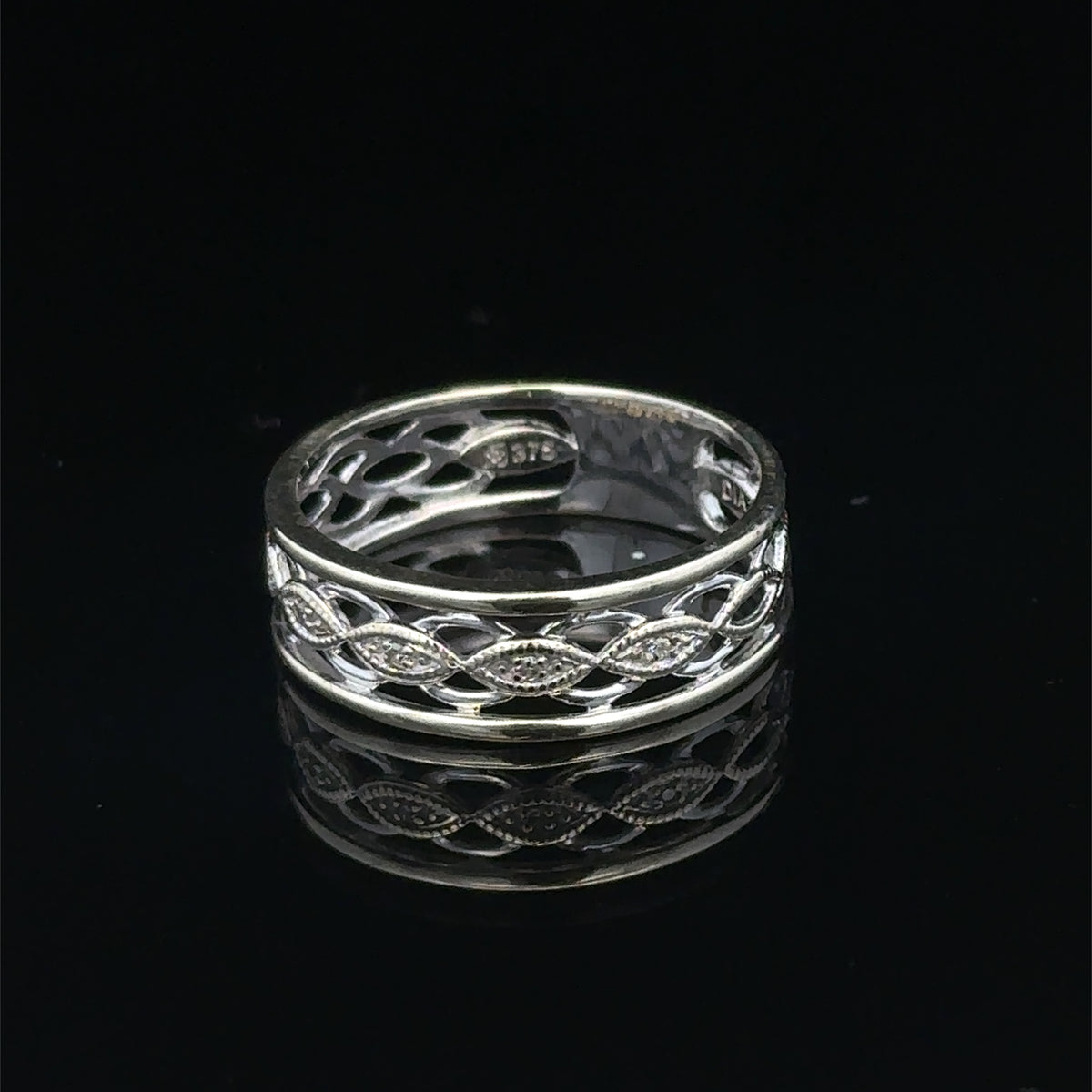 9ct white gold ring size N1/2 (sh27906b)