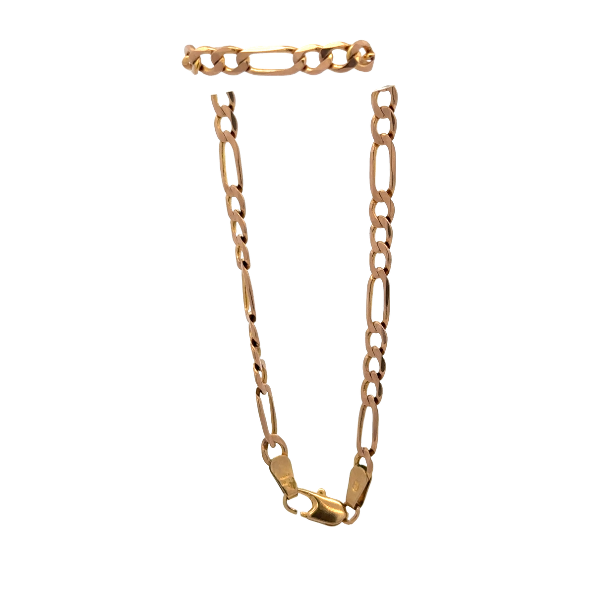 9ct yellow gold figaro bracelet 3.7g (sh26924b)