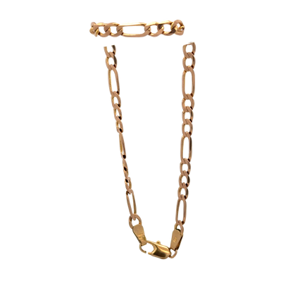 9ct yellow gold figaro bracelet 3.7g (sh26924b)