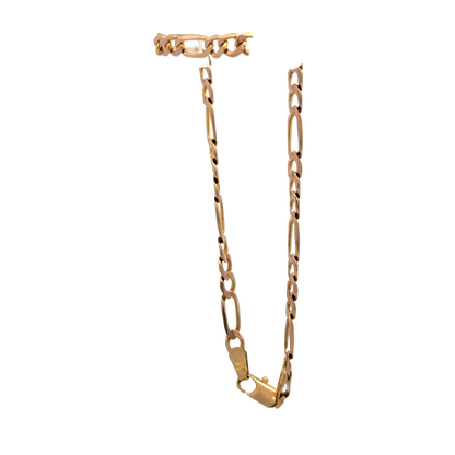 9ct yellow gold figaro bracelet 3.7g (sh26924b)