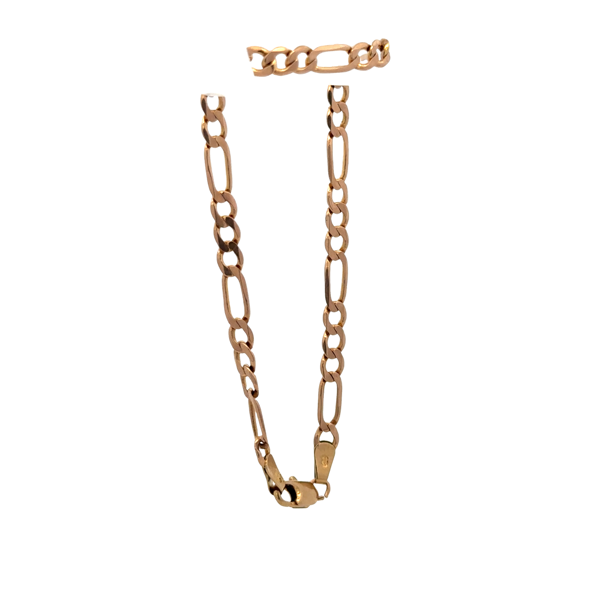 9ct yellow gold figaro bracelet 3.7g (sh26924b)