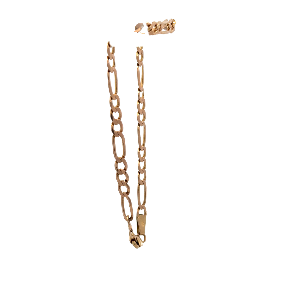 9ct yellow gold figaro bracelet 3.7g (sh26924b)