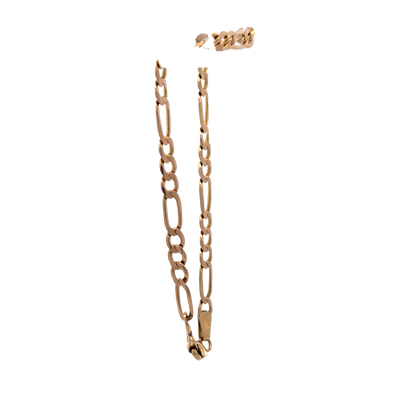 9ct yellow gold figaro bracelet 3.7g (sh26924b)