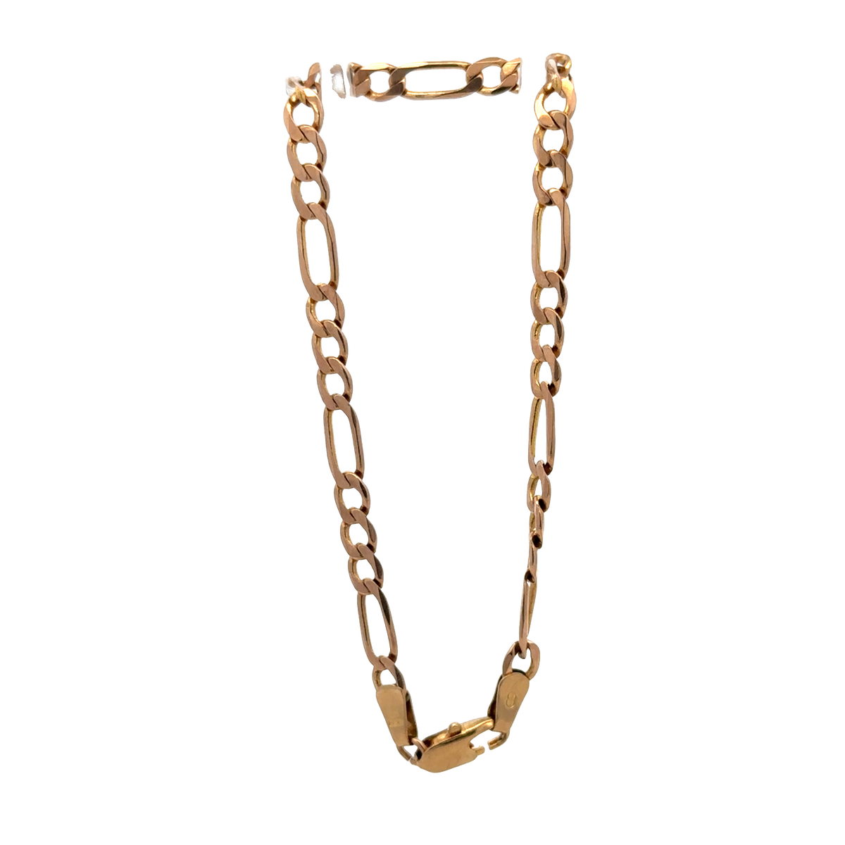 9ct yellow gold figaro bracelet 3.7g (sh26924b)
