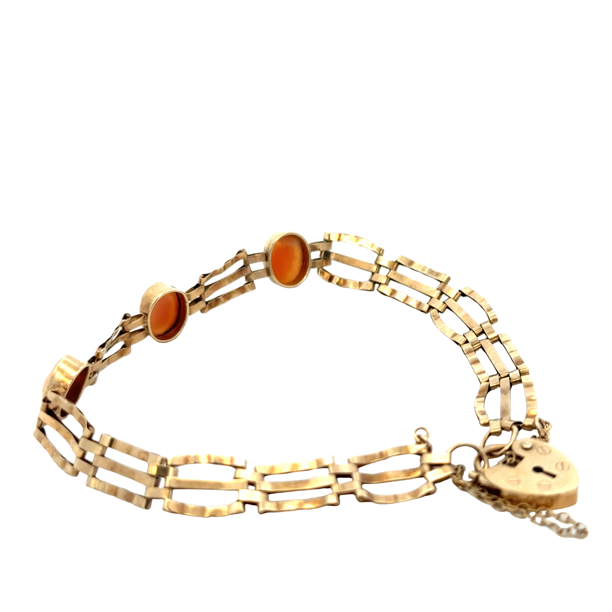 9ct yellow gold cameo gate bracelet 4.9g (sh26884b)