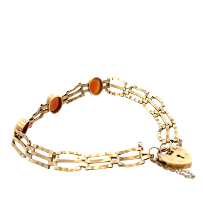 9ct yellow gold cameo gate bracelet 4.9g (sh26884b)