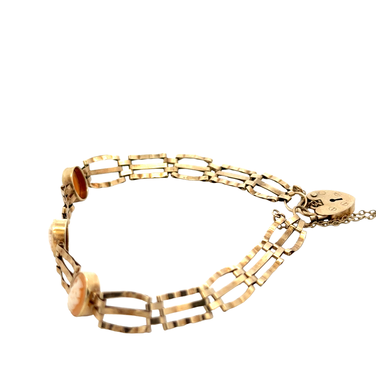 9ct yellow gold cameo gate bracelet 4.9g (sh26884b)