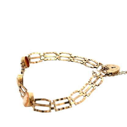 9ct yellow gold cameo gate bracelet 4.9g (sh26884b)