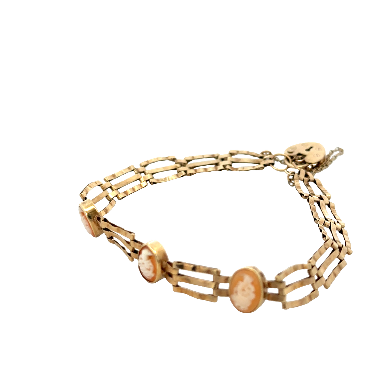 9ct yellow gold cameo gate bracelet 4.9g (sh26884b)