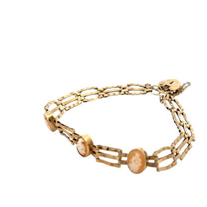 9ct yellow gold cameo gate bracelet 4.9g (sh26884b)